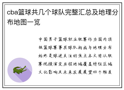 cba篮球共几个球队完整汇总及地理分布地图一览